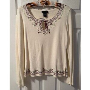 2 Express long sleeve shirts with floral embroidery, size medium